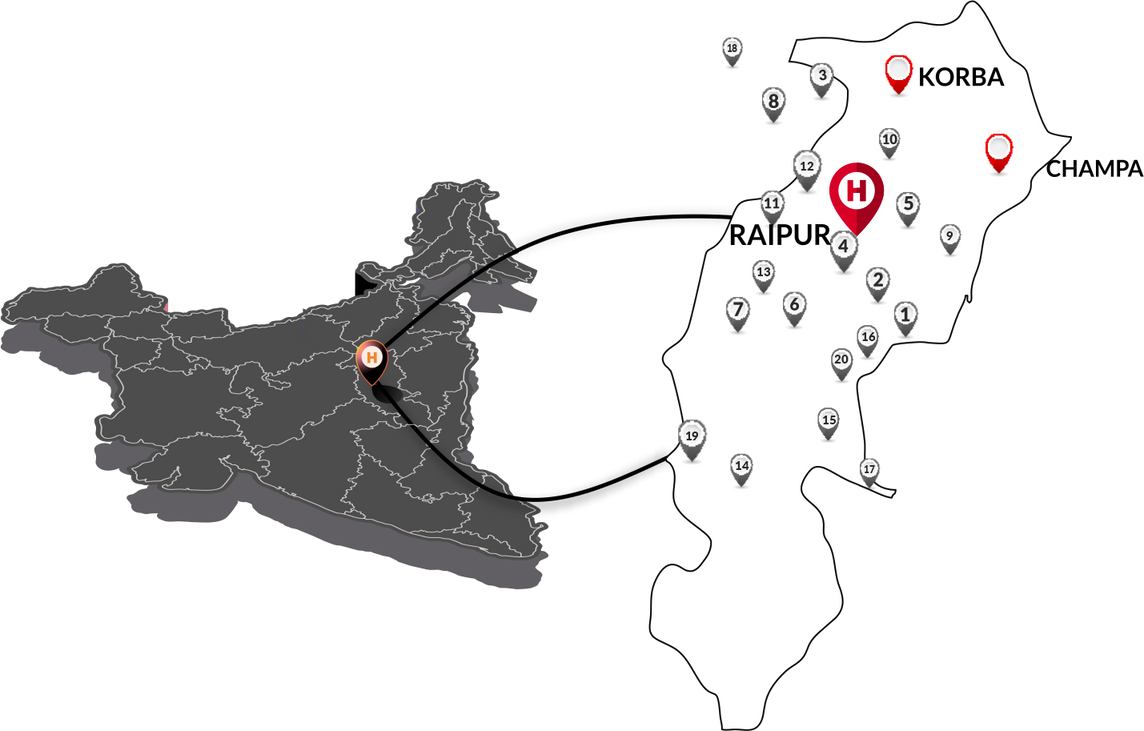 SGVEH network presence across Chhattisgarh